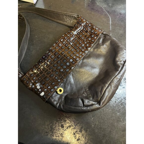 Paul Joseph Genuine Leather Handbag Crossbody Crocodile Embossed Texture Brown - Picture 6 of 10